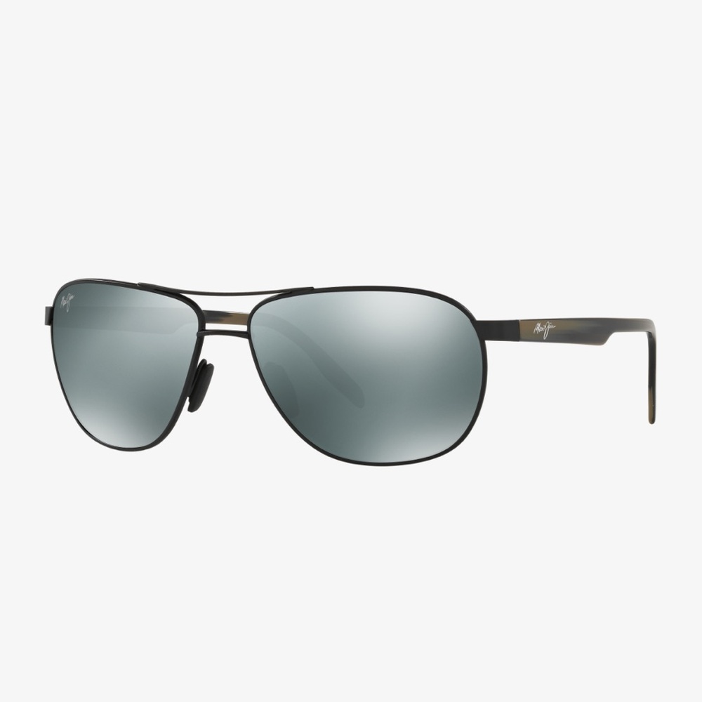 Maui Jim Metal Aviator Sunglasses in Black with Gray Lenses